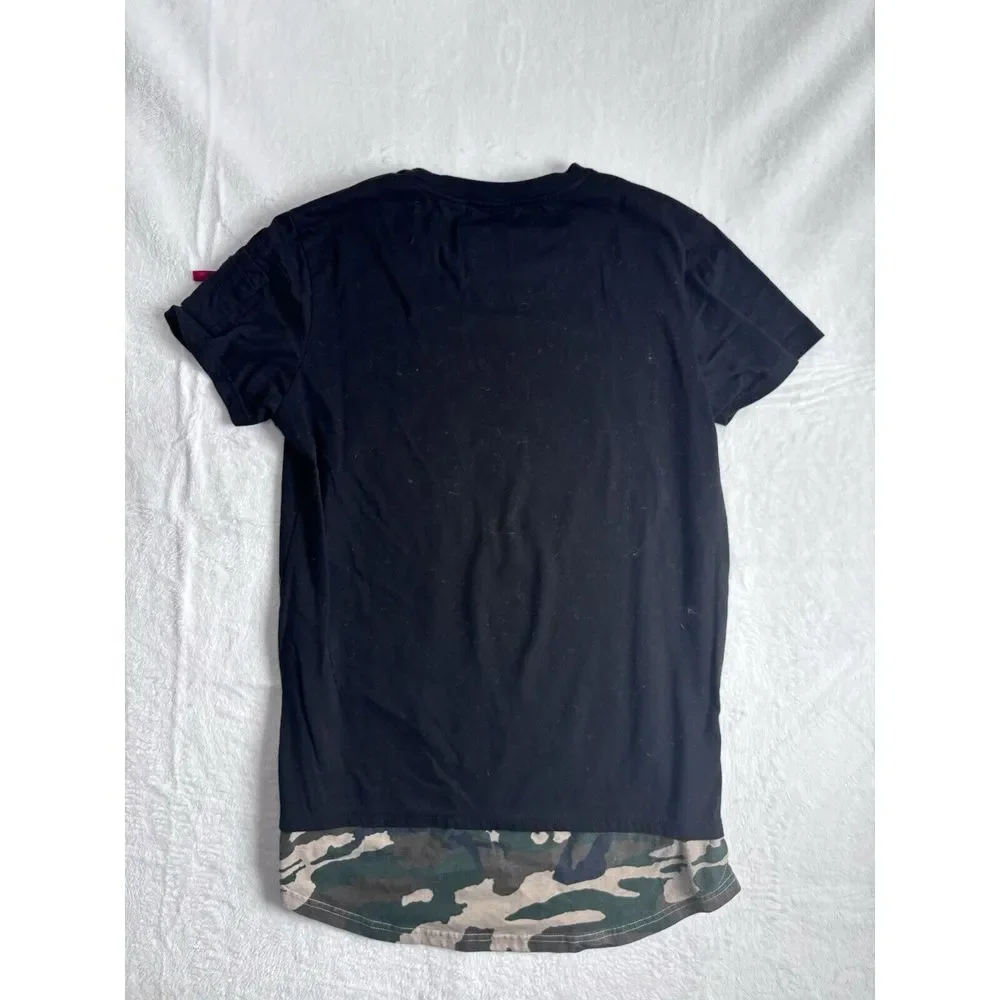 Guess Black Short‎ Sleeve Camouflaged Shirt Men's Medium * - Picture 5 of 7